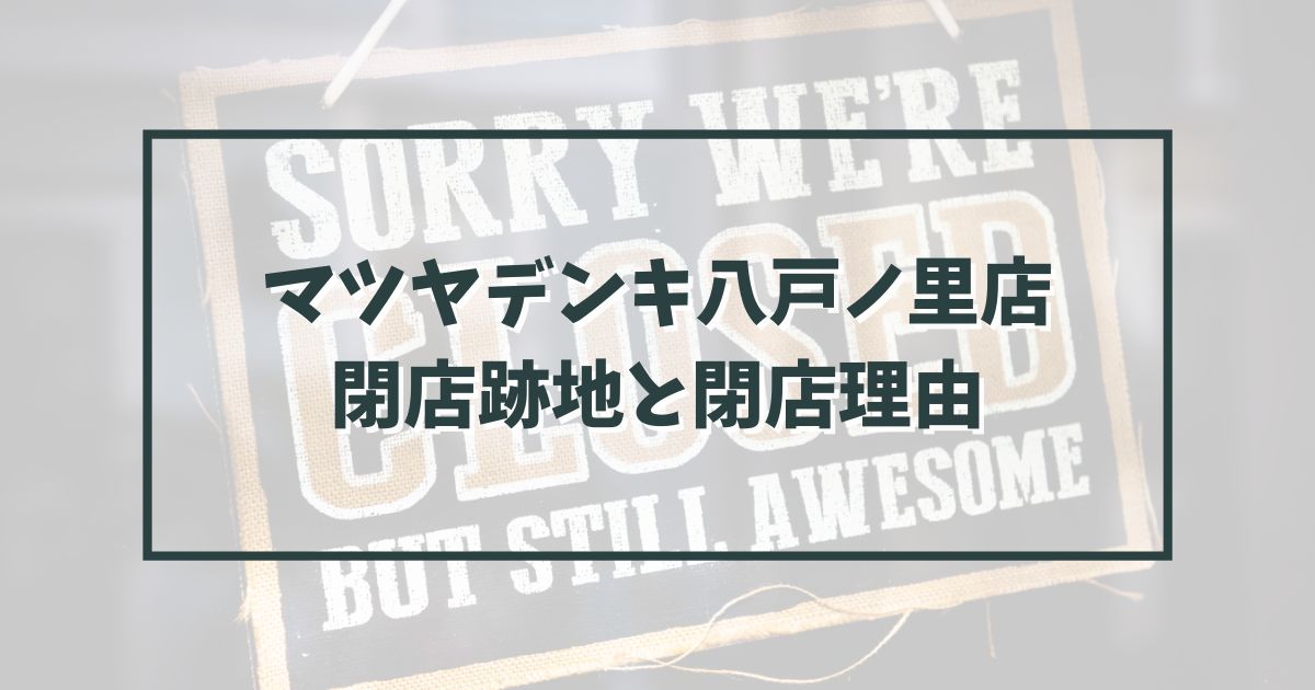 マツヤデンキ八戸ノ里店の跡地どうなる？閉店理由はヤマダ電機グループ傘下で経営合理化を迫られた？