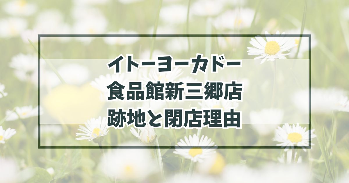 イトーヨーカドー食品館新三郷店の跡地どうなる？閉店理由は赤字店の閉店で経営見直し！