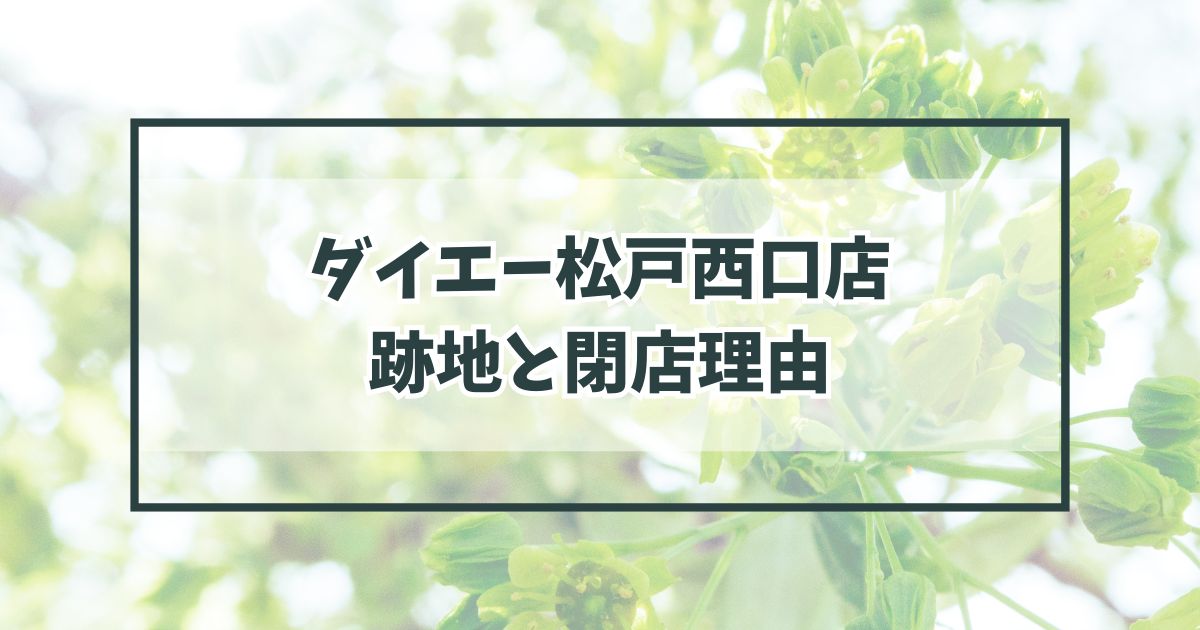 ダイエー松戸西口店の跡地は？閉店理由は？採算が取れなくなったから？